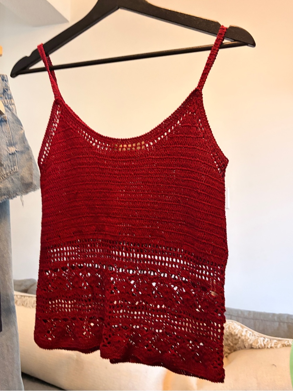Vintage Marie Claire Crocheted Red Tank Top